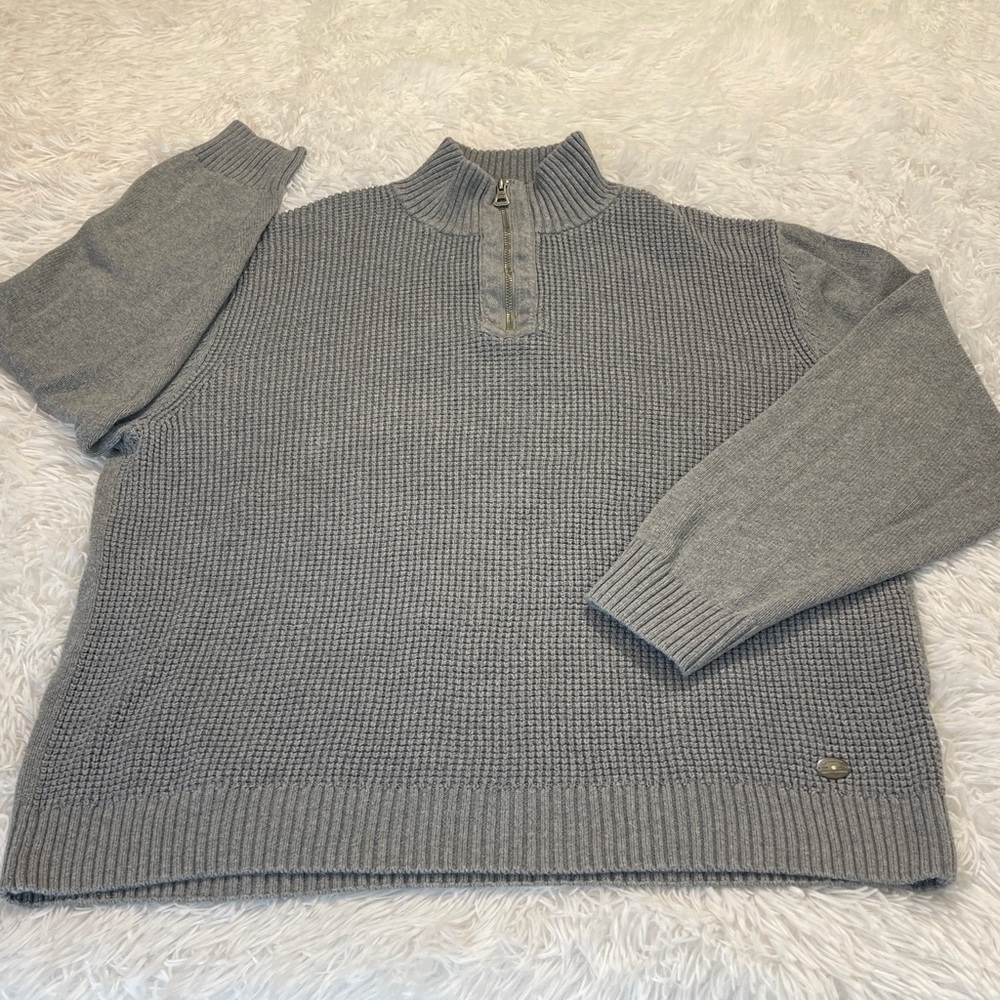 Weatherproof Gray 1/4 Zip-Up Men's Sweater VERY GOOD PREOWNED CONDITION SIZE XL